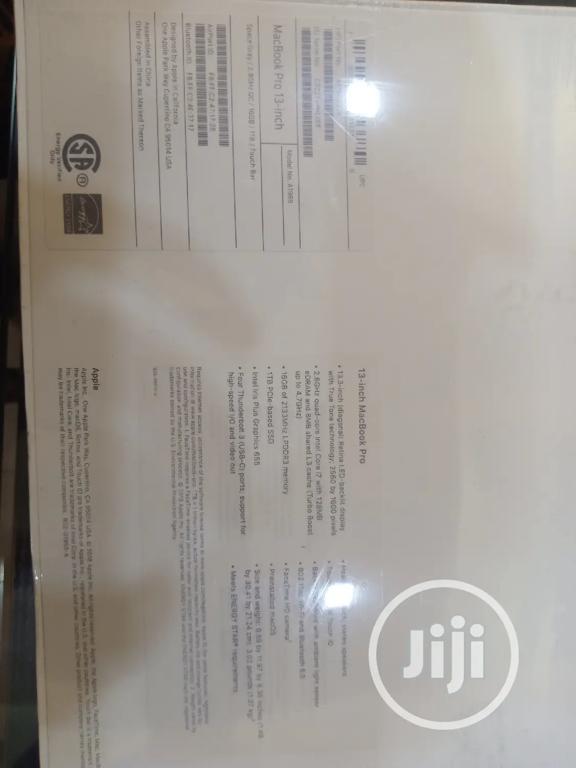 New Laptop Apple MacBook Pro 2019 16GB Intel Core I7 SSD 1T