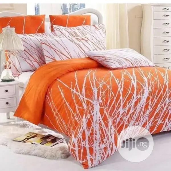 4x6complete Orange Duvet With Bedsheet and Pillow Cases