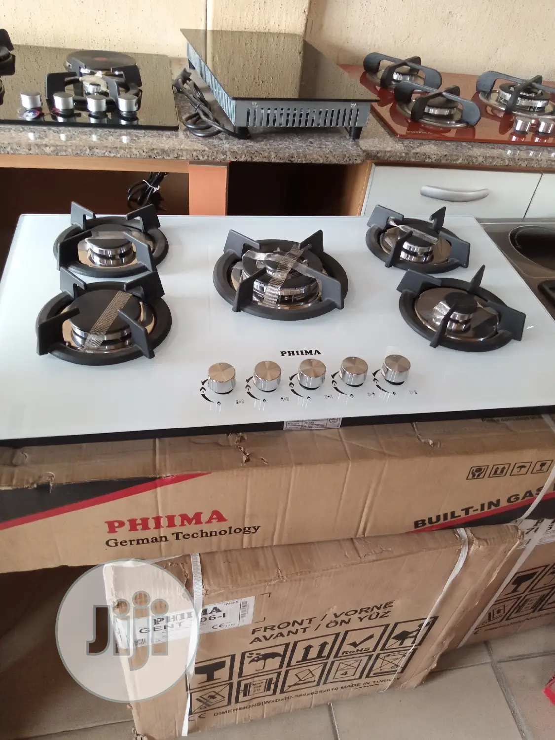 5 Burner Glass Top White Phiima Product