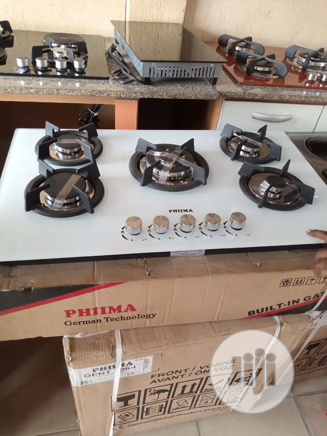 5 Burner Glass Top White Phiima Product