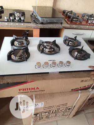 5 Burner Glass Top White Phiima Product
