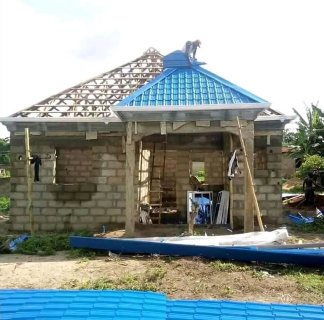 Step Tile With Blue Roof