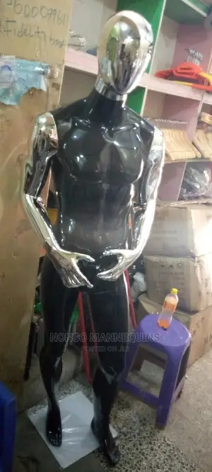 Silver and Black Male Fibre Full Body Mannequins