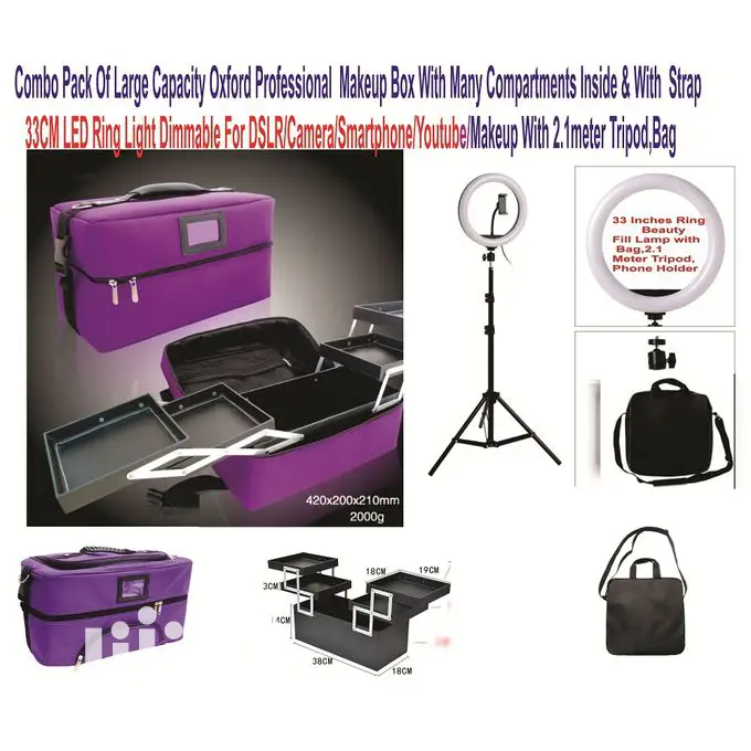 Make Up Box And 33cm Ring Light Tripod Bag With Compartments