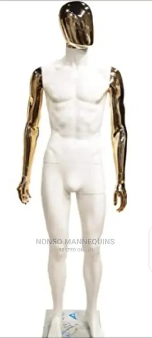 White And Chrome Gold Full Body Male Mannequins