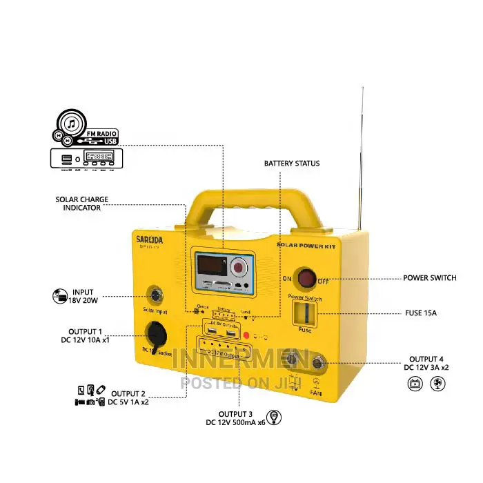 Portable Lighting Energy Kit + Solar Panel - 100W Inverter