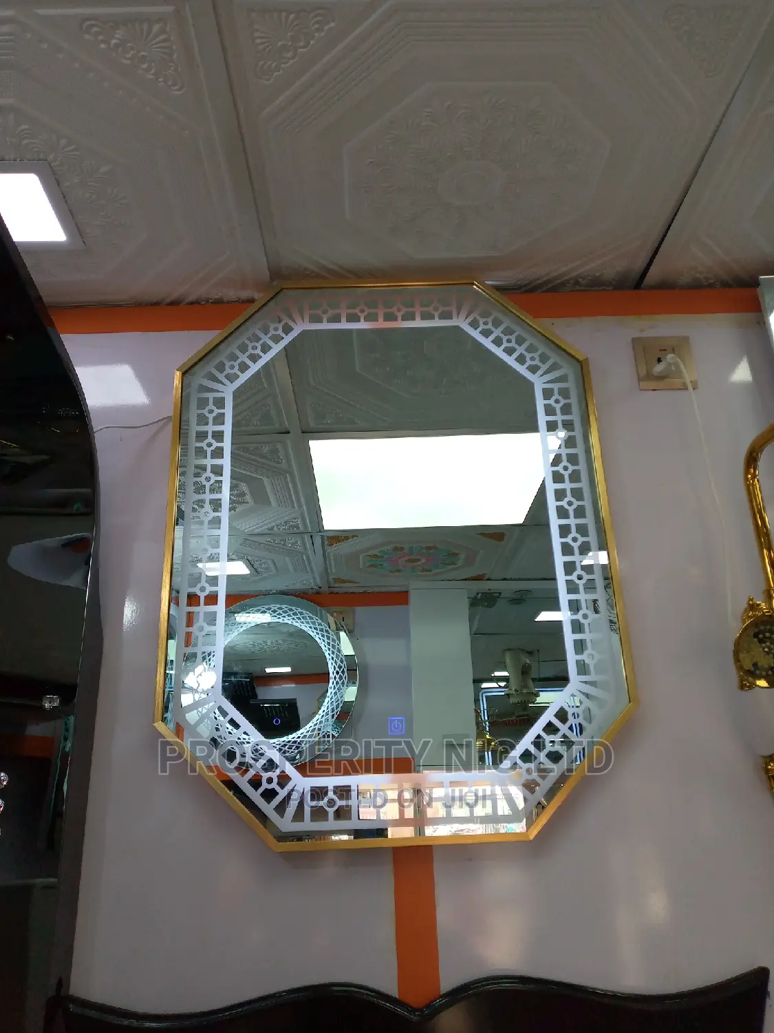 LED Mirror With Gold Frame