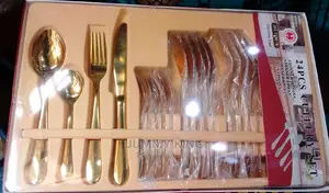 24-Piece Stainless Steel Gold Cutlery Set