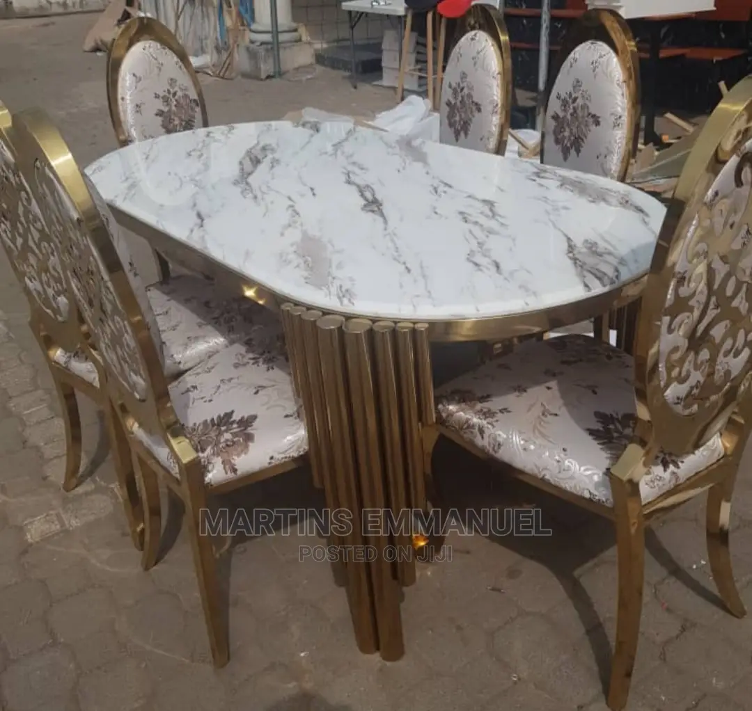 Italian Dinning Marble Set/ Golden Frames