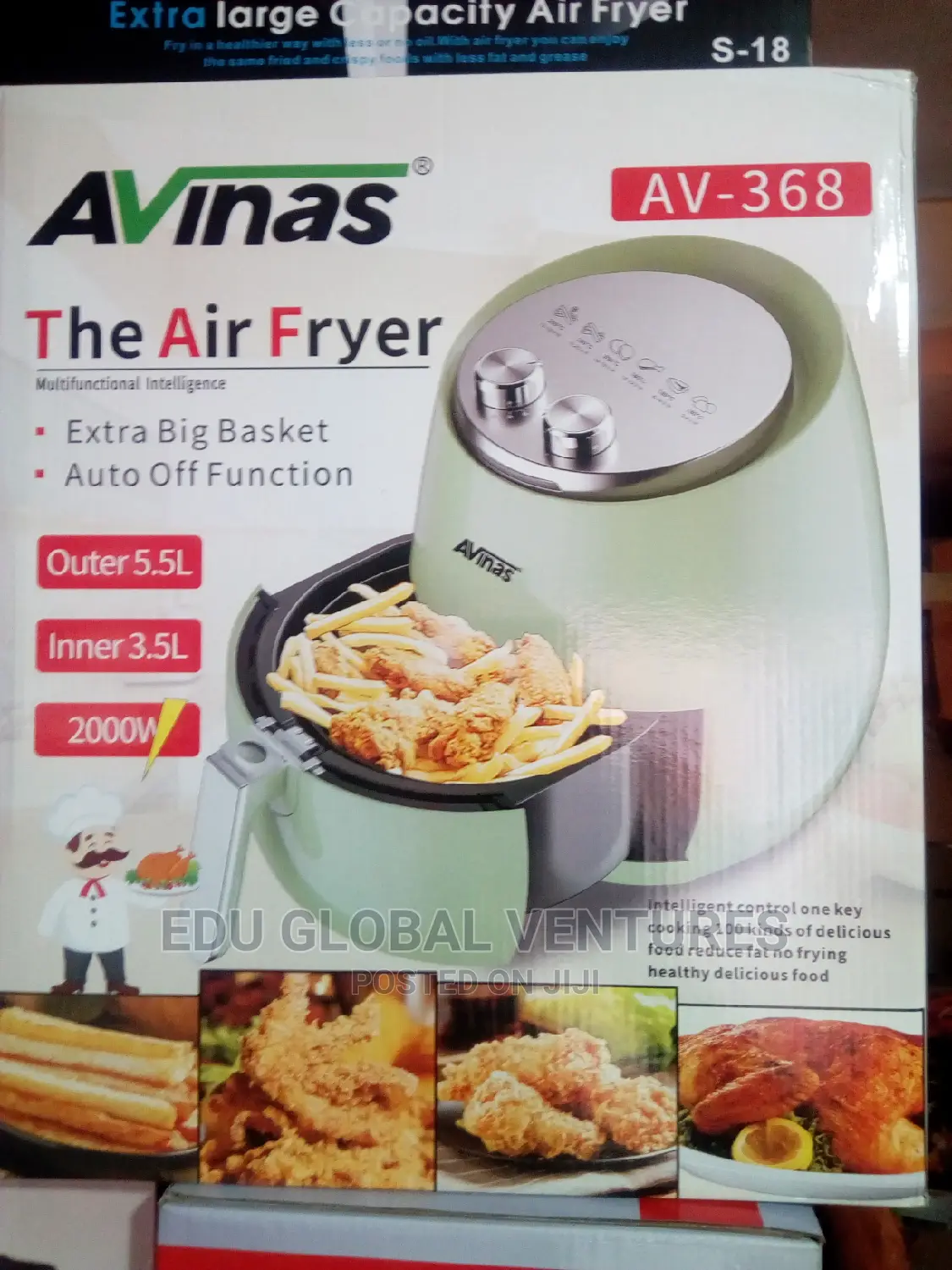 Avinas Air Fryer 5.5litres Outer, 3.5litres Inner, 2000W.