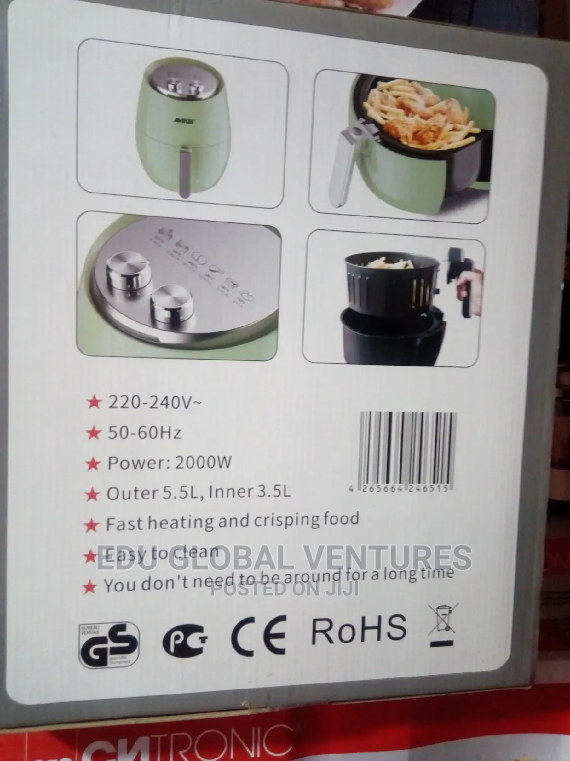 Avinas Air Fryer 5.5litres Outer, 3.5litres Inner, 2000W.