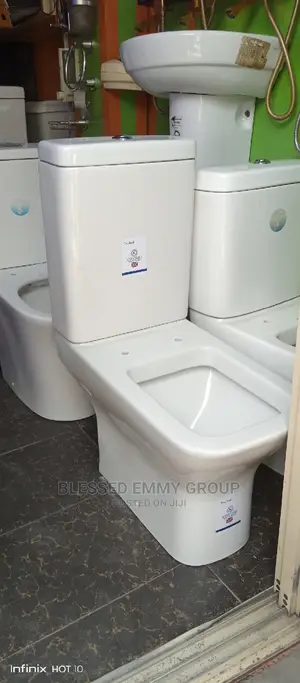 Long Tank Square Shape Wc and the Wash Hand Basin