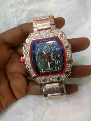 Men's Iced Rose Gold Wrist Watch