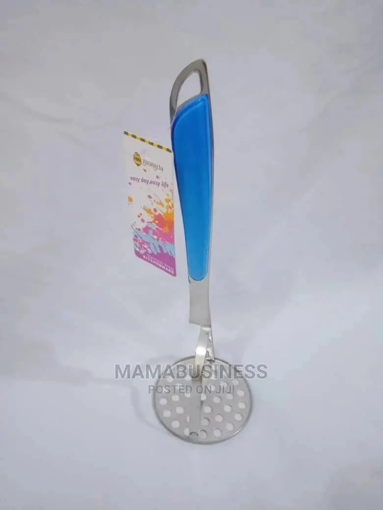 Stainless Steel Potato Masher With Plastic Handle - Blue