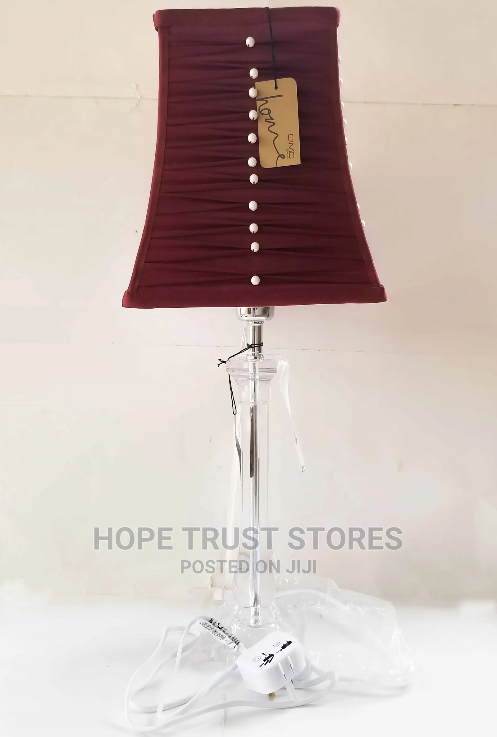 Balmoral Acrylic Table Lamp With Pleated Red Shape