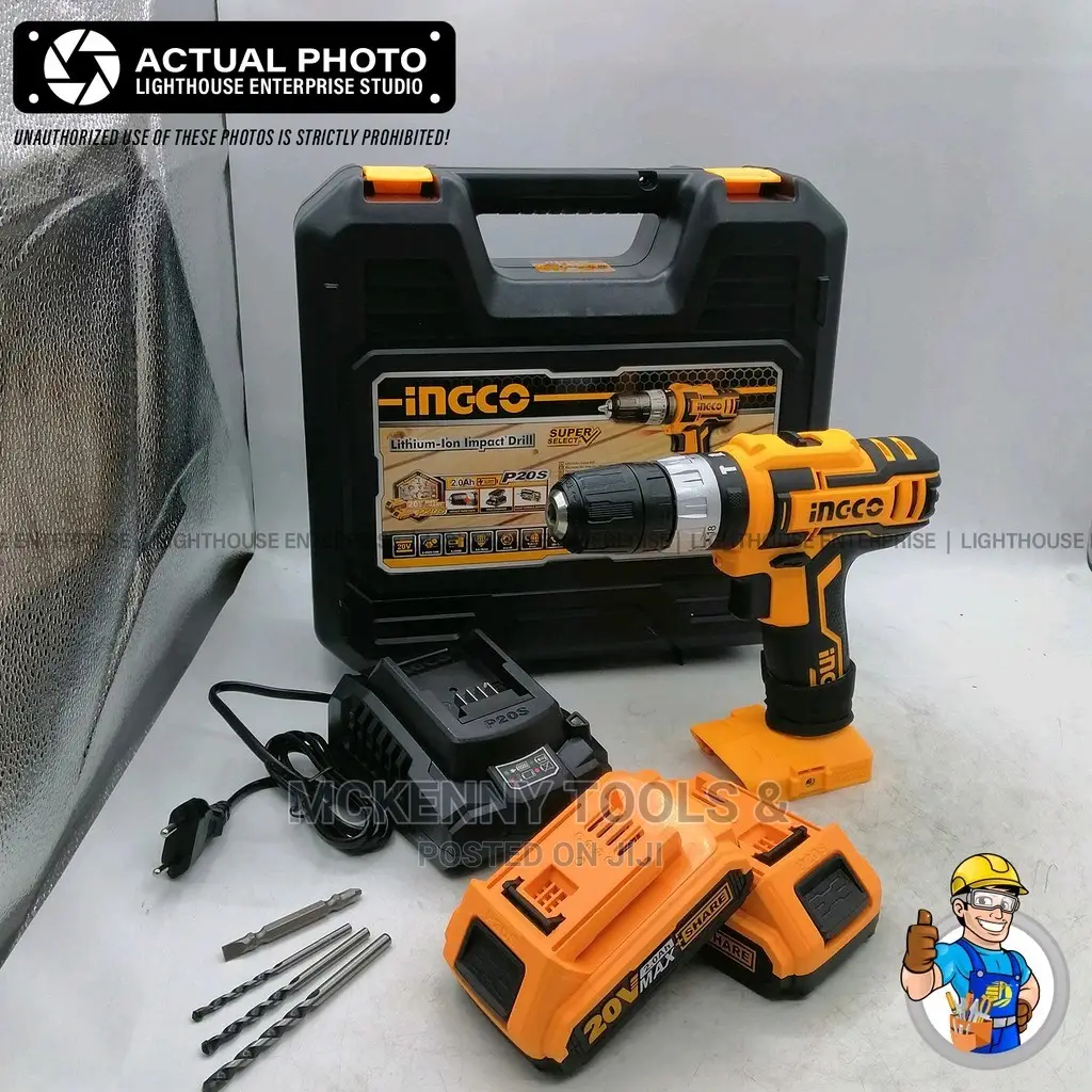 INGCO 20V Lithium-Ion Impact Drill/Cordless Hammer Drill