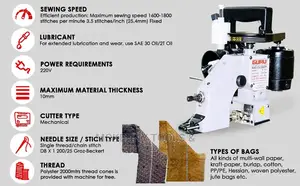 Guru Special Portable Bag Closer Sewing Machine WTH Oil Pump
