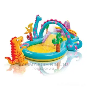INTEX Dino Slide Pool, Multi-Colour With Electric Pump