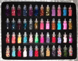 48pc Nail Art Glitter Powder Manicure Design Sticker Set