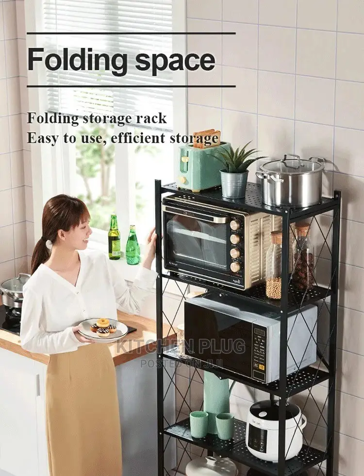 5 Layer Folding Storage Rack With Movable Wheel.