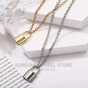 Women Men Padlock Pendant Necklace