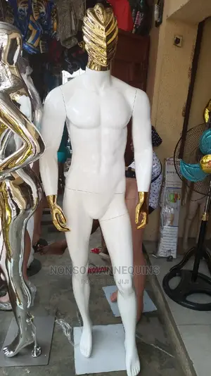 Gold Face And Hands And White Body Male Display Mannequins