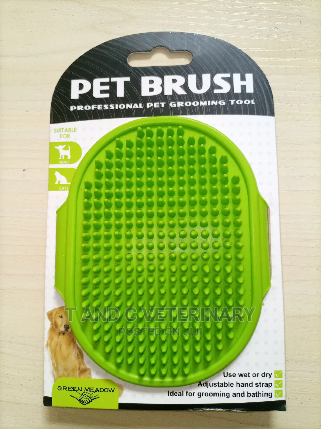 Pet Dog Adjustable Hand Strap Grooming Brush