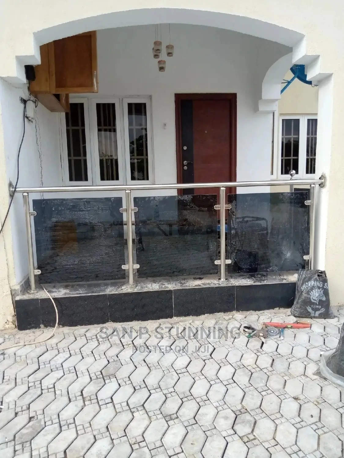 Stainless Handrail Gray Glass