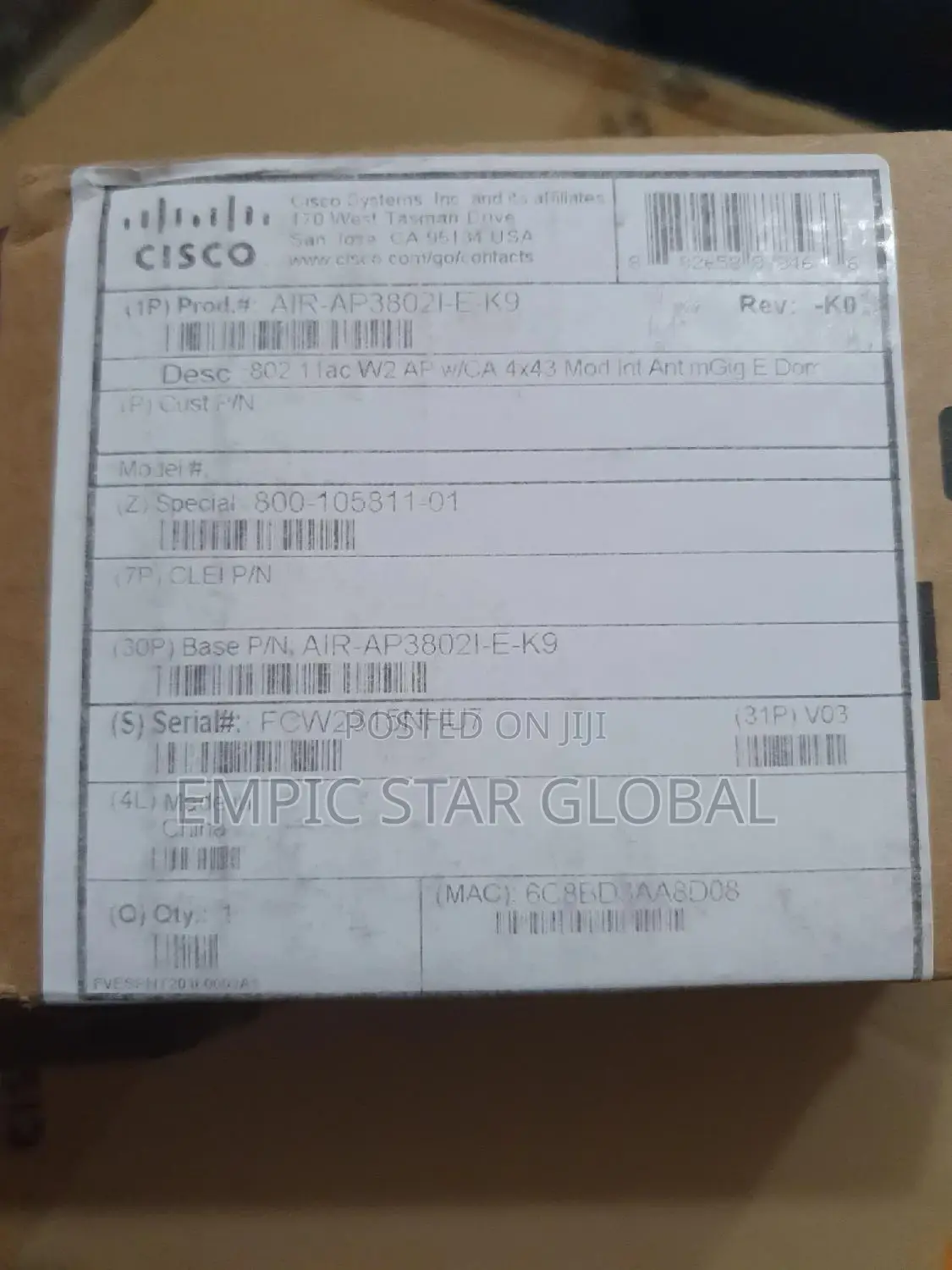 Cisco Aironet Air-ap3802i-e-k9