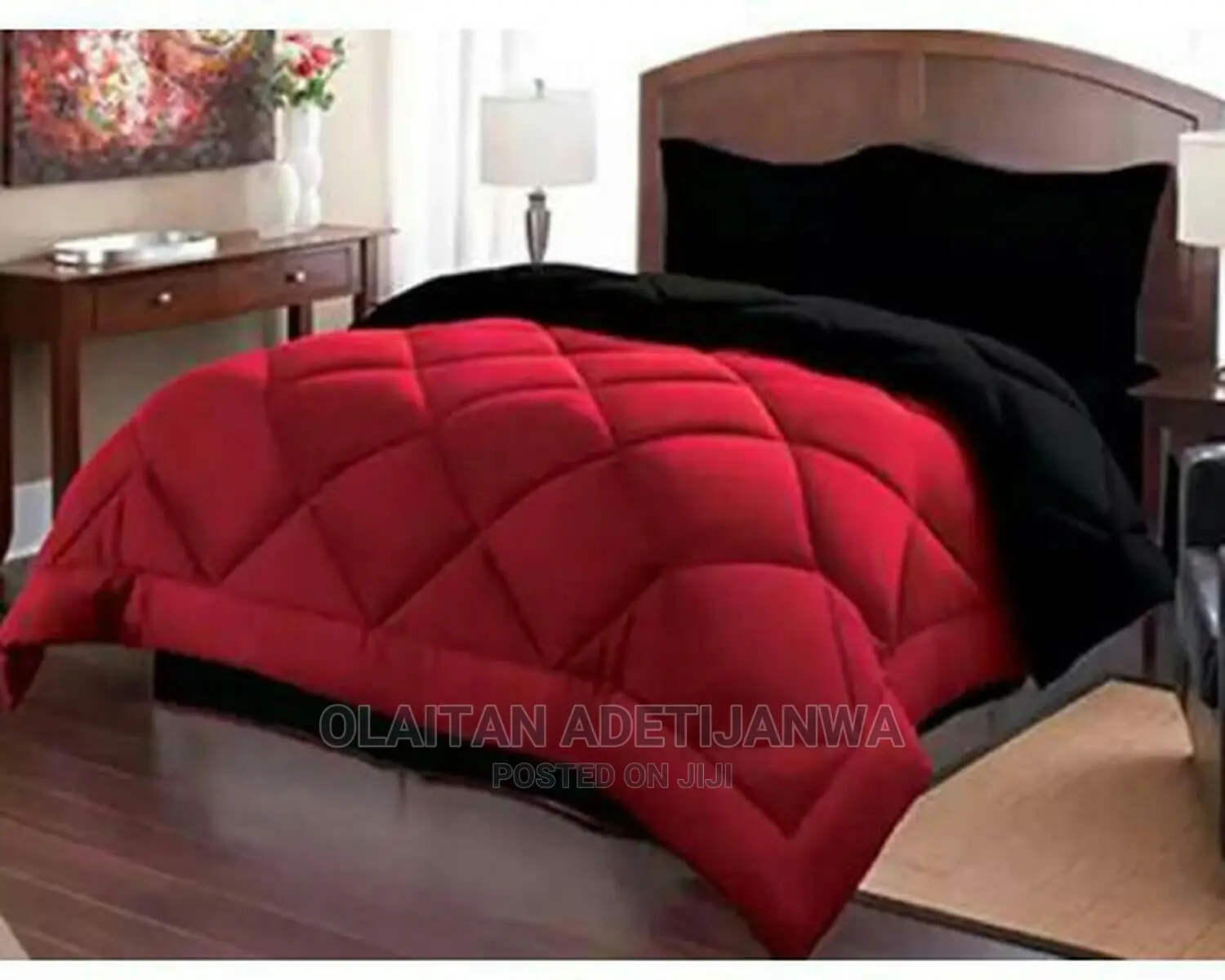 Smooth Red Bad Black Comfortable Bedding Set