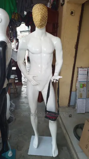 Gold Face White Body Male Display Mannequins Fibre