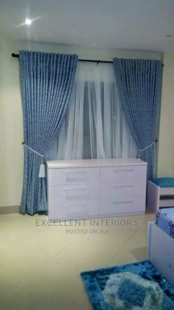 Plain Sky Blue Curtain.