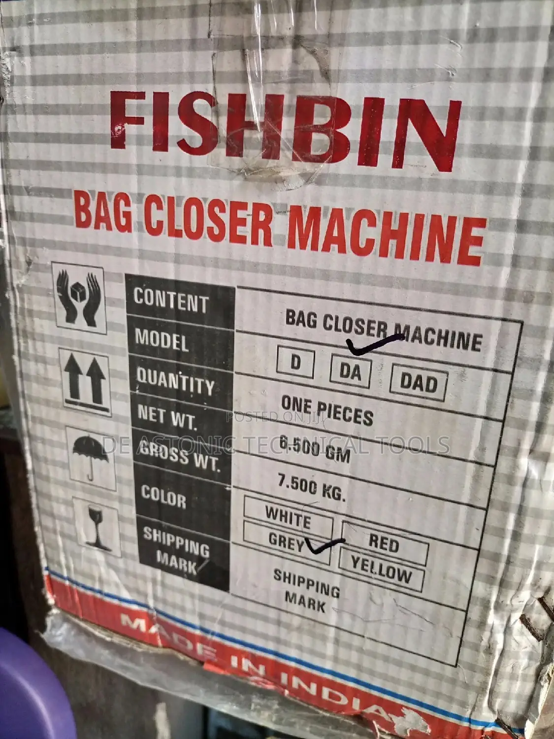 Fishbin Bag Closer Machine