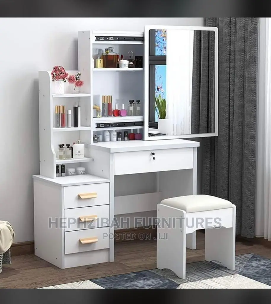 Dressing Mirror With Stool and Makeup Space
