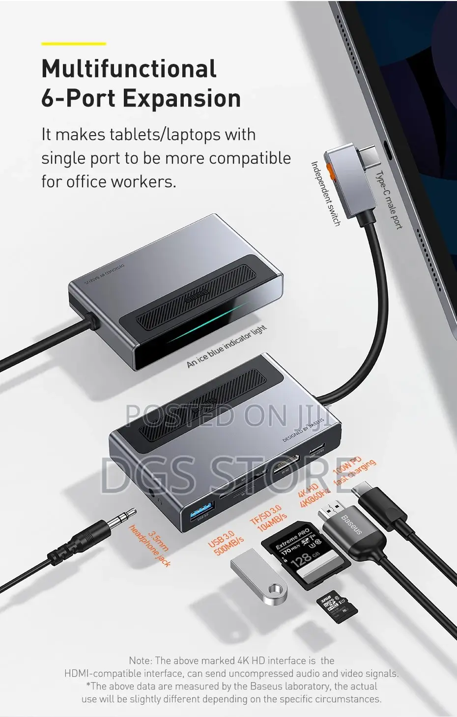 Baseus Magic Multifunctional Type C Hub Retractable Clip