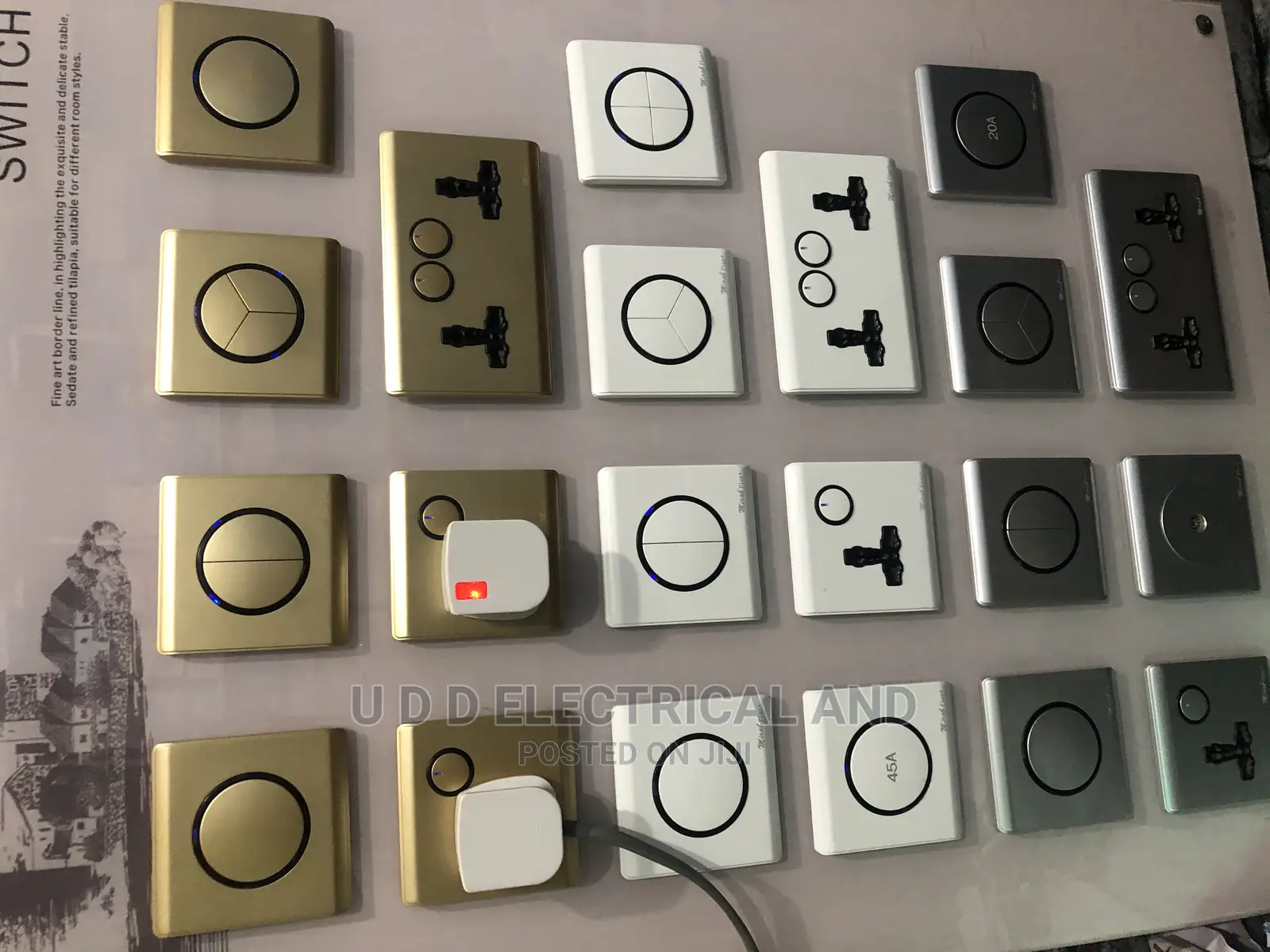 Switch Socket All Sizes Silver And Gold Back