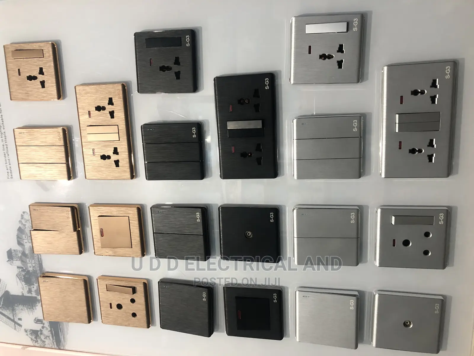 Switch Socket All Sizes Silver and Gold Back