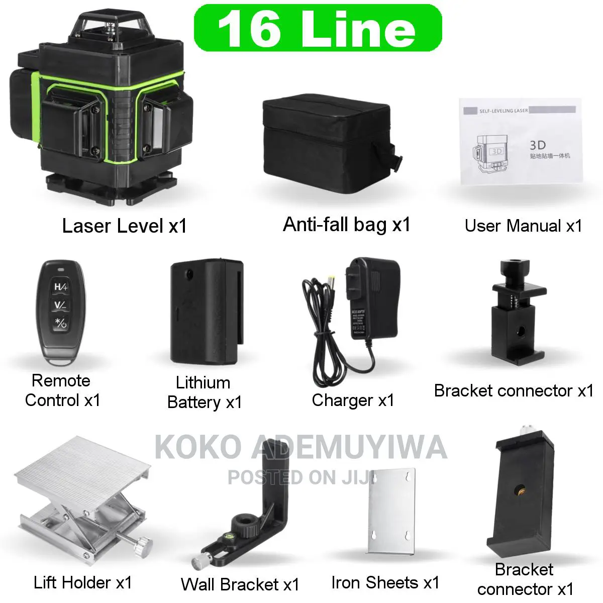 HILDA 16 Lines 4D Green Laser Level