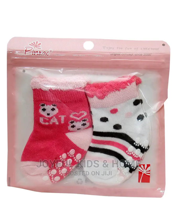 2 Pairs Soft Touch Infact Baby Socks-Pink,Blue Multi Color
