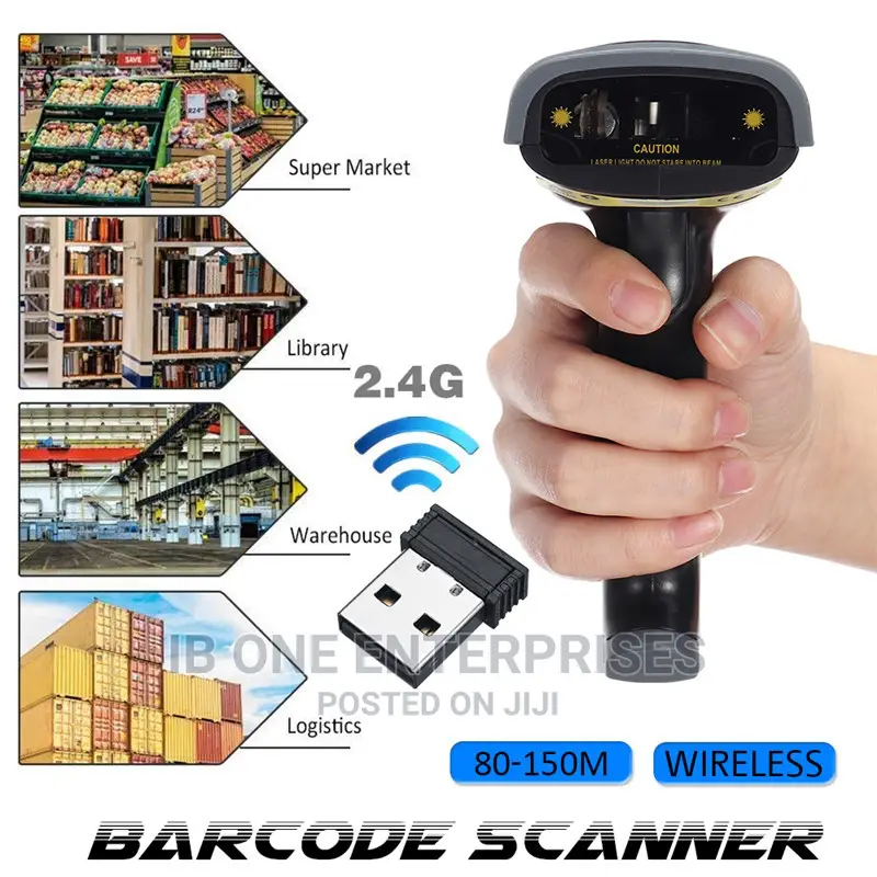 Wireless 2.4G Barcode Scanner Reader Multi Language Keyboard
