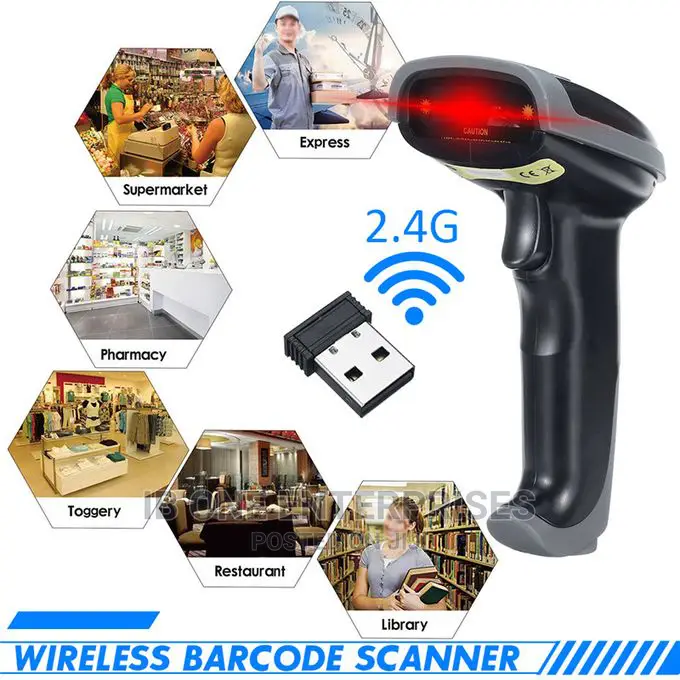 Wireless 2.4G Barcode Scanner Reader Multi Language Keyboard