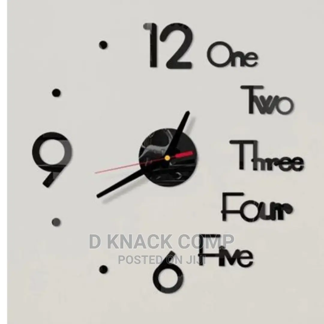 Number Word 3D Wall Clock Mirror Wall Stickers Creative
