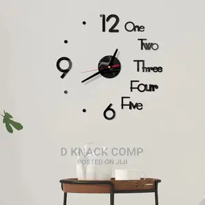 Number Word 3D Wall Clock Mirror Wall Stickers Creative