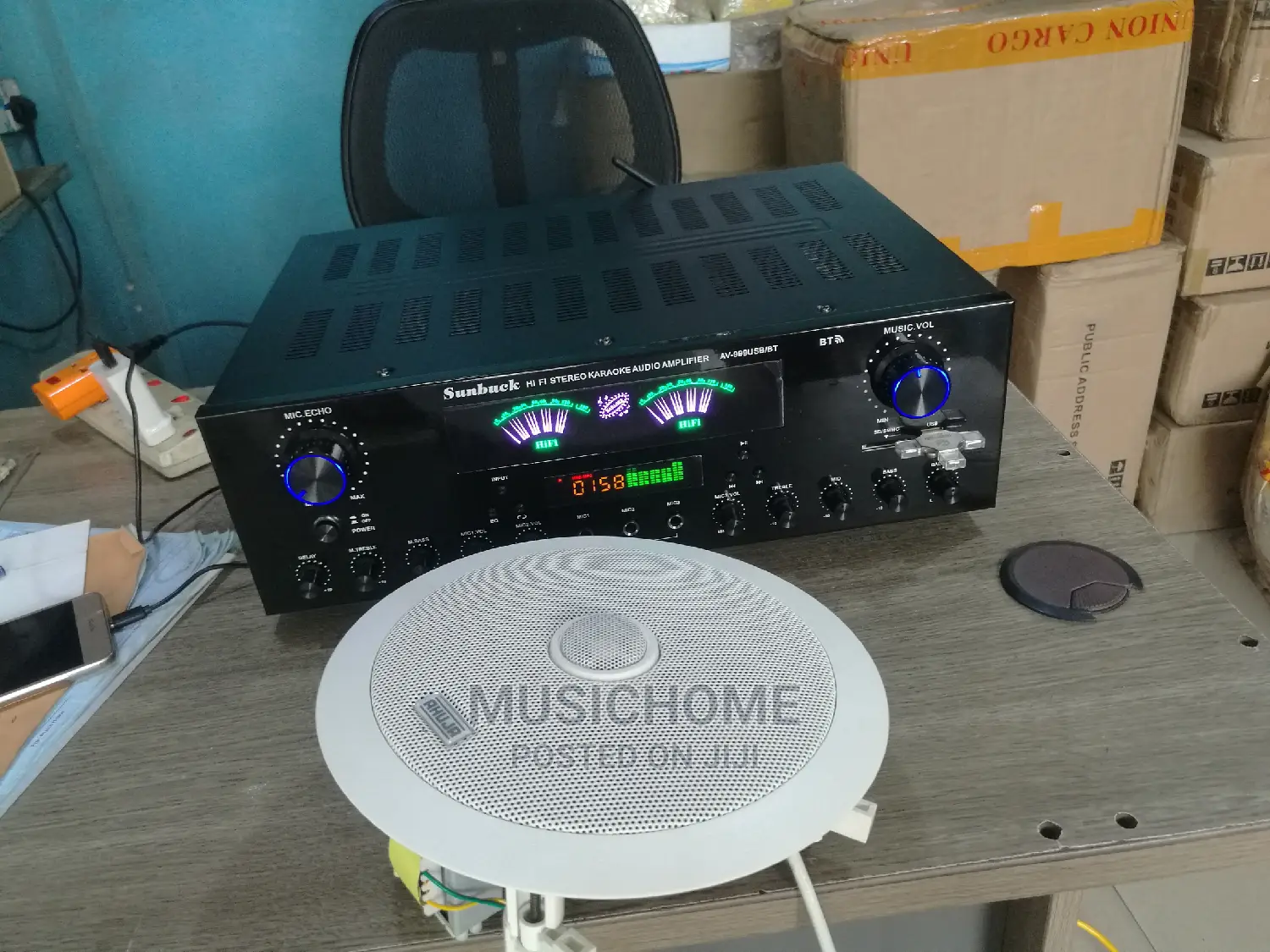 Bluetooth USB Aux Amplifier for Ceiling Speakers With Remote