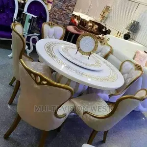 Round Marble Dinning Sets of Table and 6-Chairs