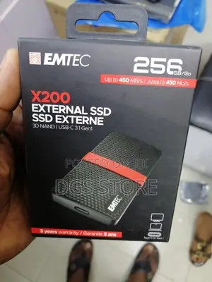 Emtec X200 256gb SSD External 3d NAND USB-C Up to 450mb/S