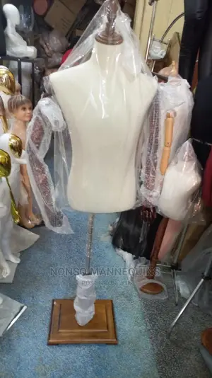 Male Dressform With Wooden Hands And Wooden Base