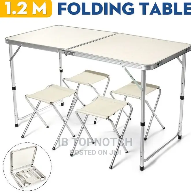 1.2m Portable Aluminum Alloy Kids Folding Table-With 4 Stool