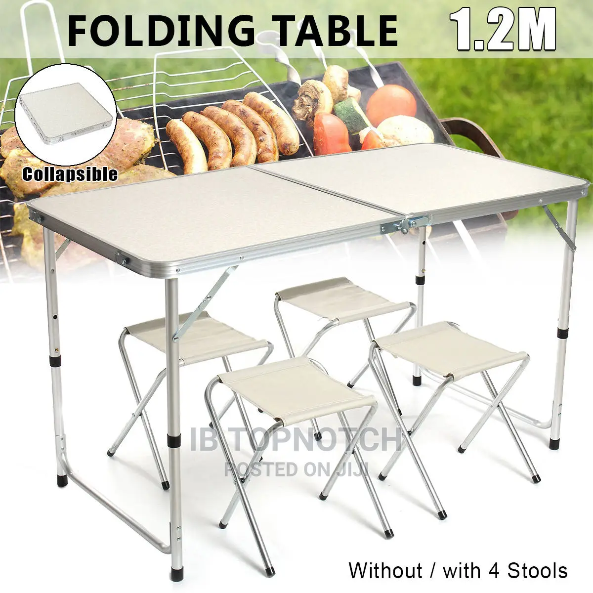1.2m Portable Aluminum Alloy Kids Folding Table-With 4 Stool