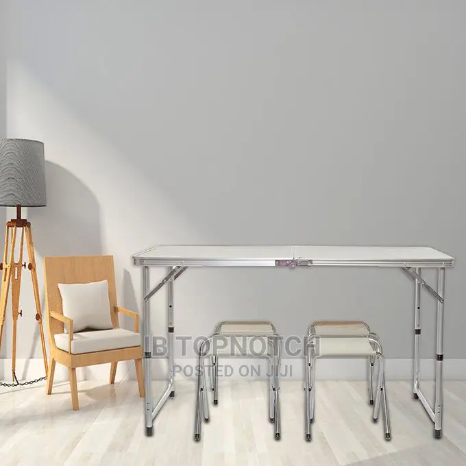 1.2m Portable Aluminum Alloy Kids Folding Table-With 4 Stool
